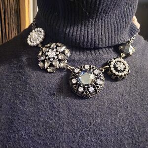 Elegant Black and Silver Statement Necklace